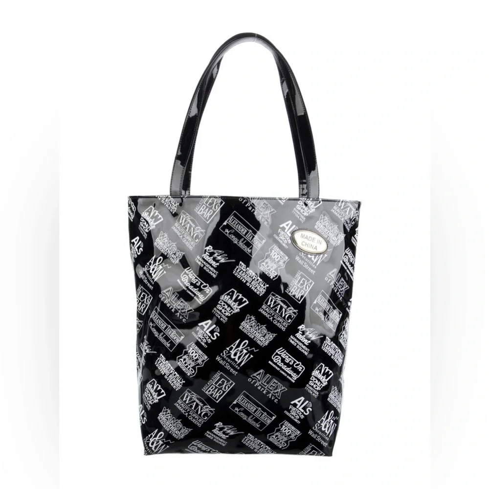 ALEXANDER WANG Printed Patent Leather Tote Black All‎ Over Print Luxury Chic